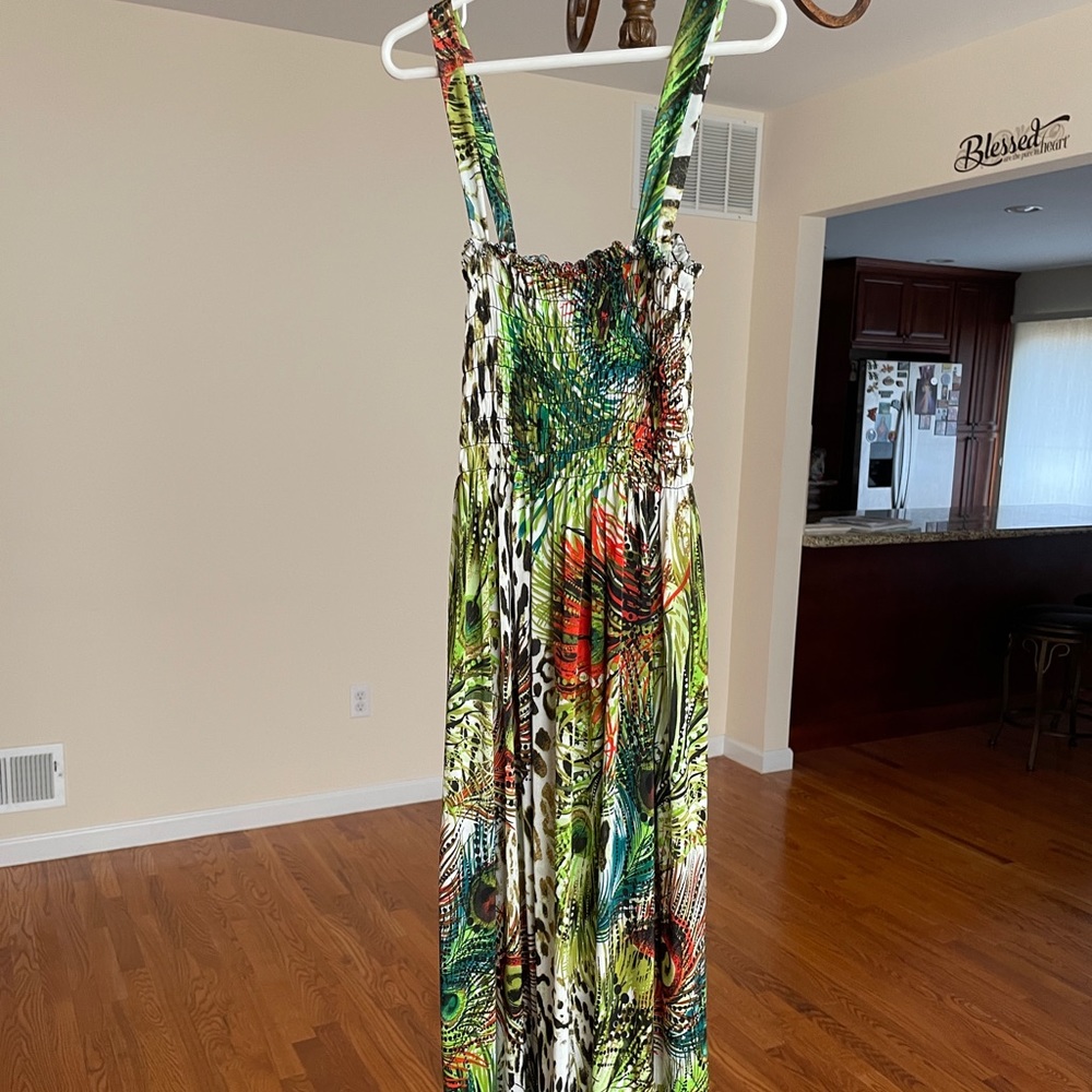 Animal Print Green Dress, Brand: Unknown, Size: Small/Medium (stretchy)